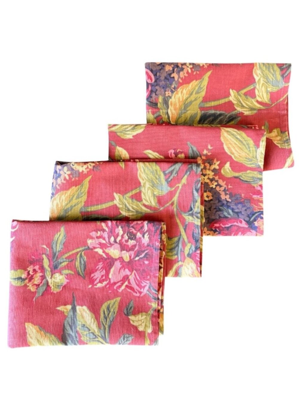 VTG Red Rose Floral Cloth Napkins Set Of Four Cottage Core Grandmillenial Avon